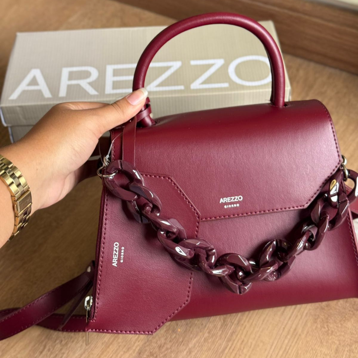 Bolsa Arezzo Satchel Média Translúcida