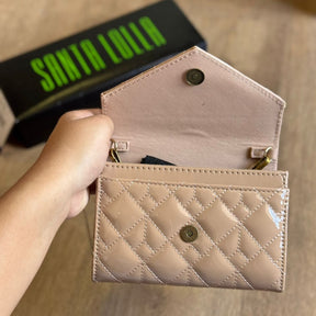Bolsa Santa Lolla Carteira Transversal Metalizada e Verniz