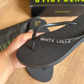 Chinelo Santa Lolla Flip Flop Borracha Tiras Brilho