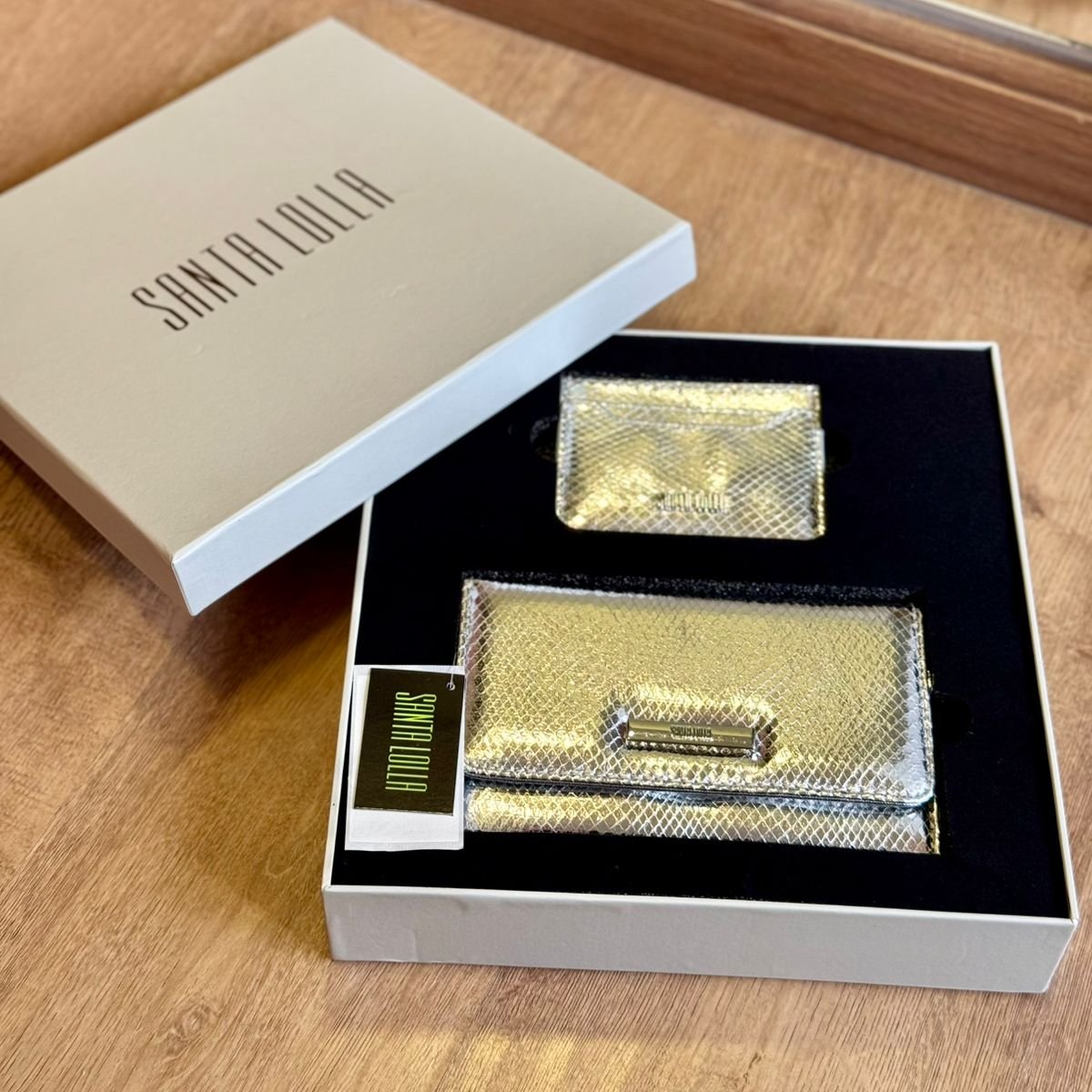 Clutch Santa Lolla Metalizado Cobra Alça De Mão