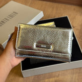 Clutch Santa Lolla Metalizado Cobra Alça De Mão
